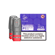 Pack of 2 Elf Bar Mate P1 prefilled pods in Blueberry flavor, delivering a sweet and juicy blueberry taste, designed for use with the Elf Bar Mate device for a smooth and fruity vaping experience